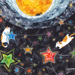 絵画「月から眺める星とネコたち」 絵画 伊藤彩恵子 通販 16827257