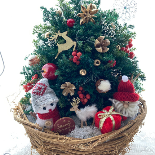 超早割クリスマス2025 壁かけカゴクリスマスツリーアレンジ