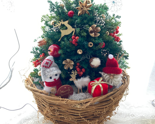 超早割クリスマス2025 壁かけカゴクリスマスツリーアレンジ