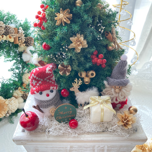 【受注生産】ドライフラワー クリスマスツリー 冬 クリスマス 超早割クリスマス2025 プリザーブドドライフラワーウッドフレーム