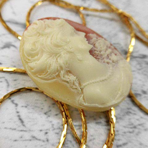 天然石 カメオ ループタイ(ロングネックレス) 230908925 ネックレス 