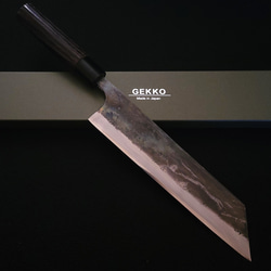 白紙2号 黒打 文化（万能）包丁 195㎜ #1518 焼栗柄 月光作 包丁