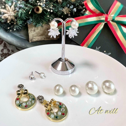 クリスマス限定！金アレのお悩み解決シンプルピアス3点セット！（FDA 