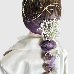 髪飾り(かすみ草) 金箔 水引 成人式 前撮り 卒業式 結婚式 七五三 2枚目の画像