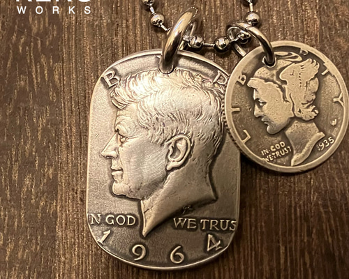 USAケネディハーフダラー1964年&マーキュリーダイム ネックレス