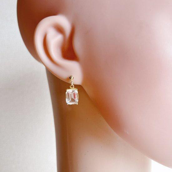 宝石質ブラジル産ホワイトトパーズのひと粒ピアス