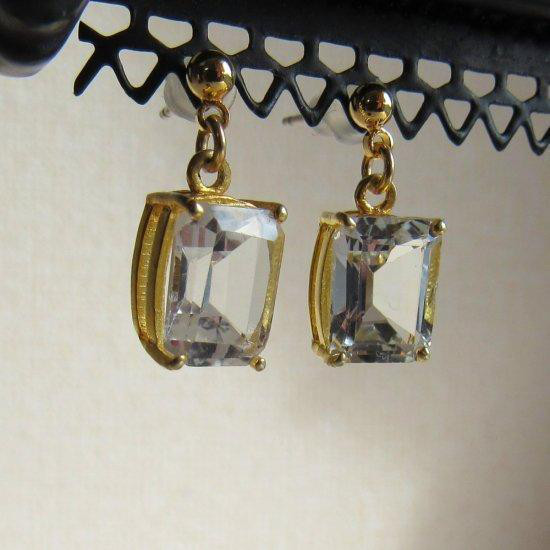 宝石質ブラジル産ホワイトトパーズのひと粒ピアス