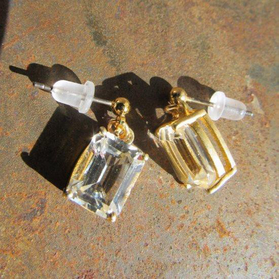 宝石質ブラジル産ホワイトトパーズのひと粒ピアス