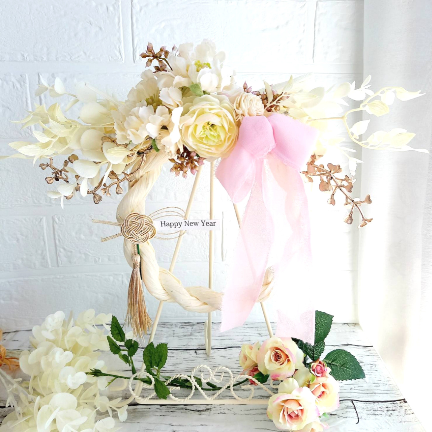 【長く楽しめる】【しめ縄・2Way!!】ゴージャス&エレガントなホワイトしめ縄♡ラッピング無料・飾り・正月