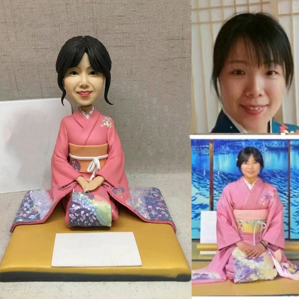 【オーダーメイド】3D肖像画 似顔絵 人形 フィギュア/彼氏彼女 誕生日ケーキトッパー 記念日カップル 友達 プレゼント 1枚目の画像