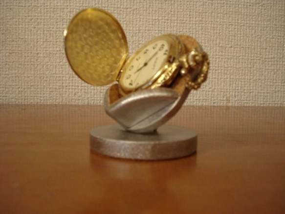 クリスマスプレゼントに　横向き懐中時計蓋開きディスプレイスタンド 5ｃｍ