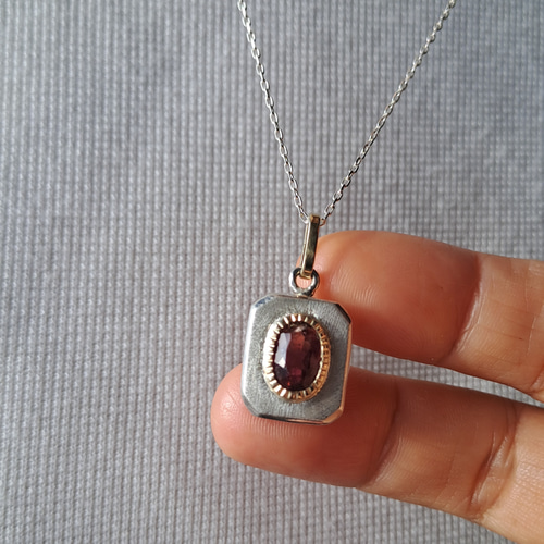 1.90ct 非加熱大きめピンクトルマリン K18&シルバーネックレス 
