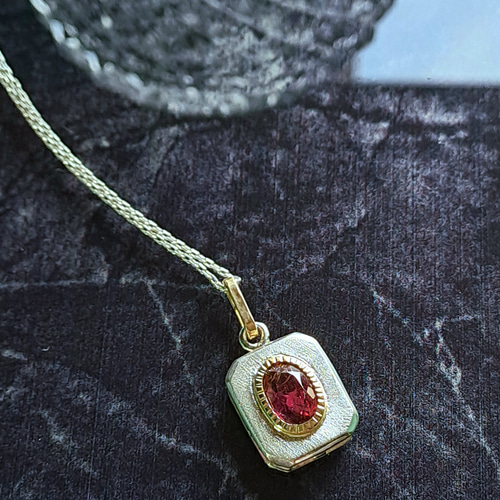 1.90ct 非加熱大きめピンクトルマリン K18&シルバーネックレス 