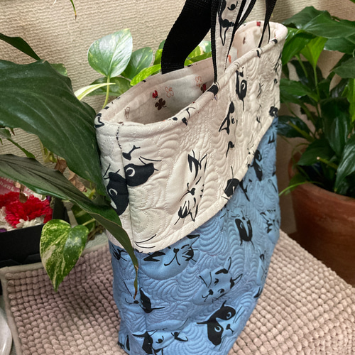 ハワイアンキルト　ハワイアンキルトバッグ　トートバッグ　猫バッグ　ヤシの木 ハワイアンキルト ハワイアンキルトバッグ トートバッグ 猫バッグ ヤシの木