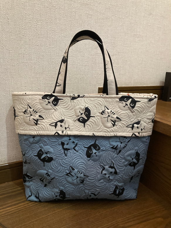猫柄バッグ トートバッグ パッチワーク ハワイアンキルト トート