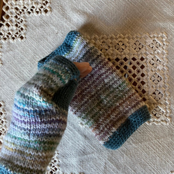 Creema限定2023 クリスマスプレゼント特集　イタリア毛糸使用　手編みハンドウォーマー　送料無料 3枚目の画像