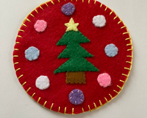 陶製コースター ハート形 クリスマスツリー ギフト 赤色背景 吸水 6枚