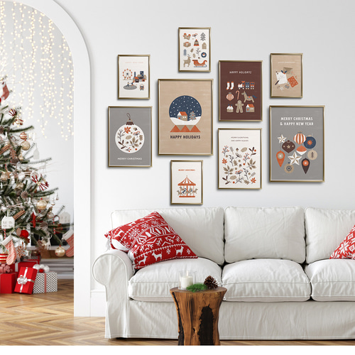 北欧のクリスマスポスター / i1625 / スノードームやオーナメント