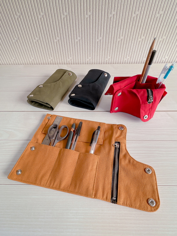 倉敷帆布『ペン立てになる』 ロールペンケース 2way ペンスタンド 筆箱