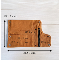 倉敷帆布『ペン立てになる』　ロールペンケース　2way　ペンスタンド　筆箱　レッド　カーキ　ブラック　キャメル 5枚目の画像