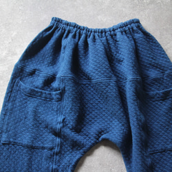 Quilt pants /群青色 草木染めオーガニックコットンキルトパンツ 藍染め 10枚目の画像