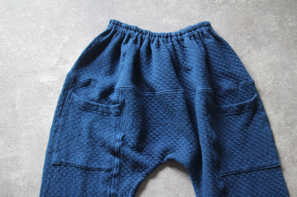 Quilt pants /群青色 草木染めオーガニックコットンキルトパンツ 藍染め 10枚目の画像