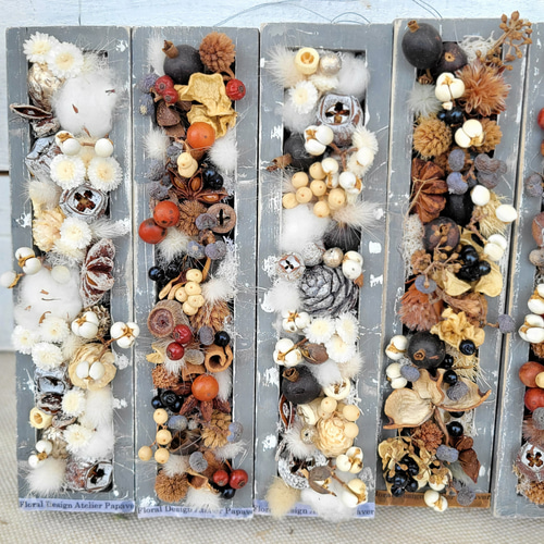 木の実のwoodBOXアレンジ*3colors ドライフラワー papaver 通販