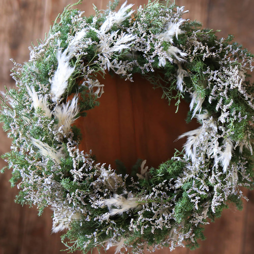 大特価〜月桂樹と針葉樹のシンプルなグリーンクリスマスリース43cm 大特価〜月桂樹と針葉樹のシンプルなグリーンクリスマスリース43cm