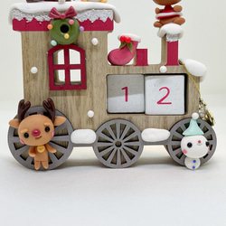 クリスマス　万年カレンダー　サンタクロース　雪だるま　snowman　ミニチュア　粘土細工　樹脂粘土　プレゼント　 2枚目の画像