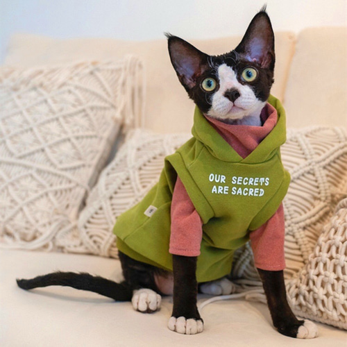 猫服 ペット服 ネコ 猫パーカーセット スフィンクス 純綿パーカー