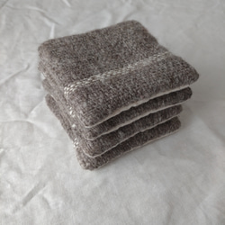 手紡ぎ 手織り ホームスパン コースター 4枚目の画像