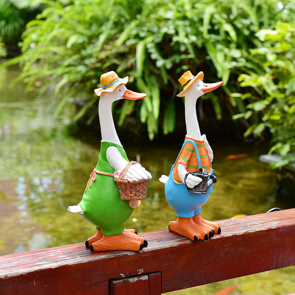 置物北欧 アヒル ダック 2点セット 樹脂 ガーデニング 飾り物 庭