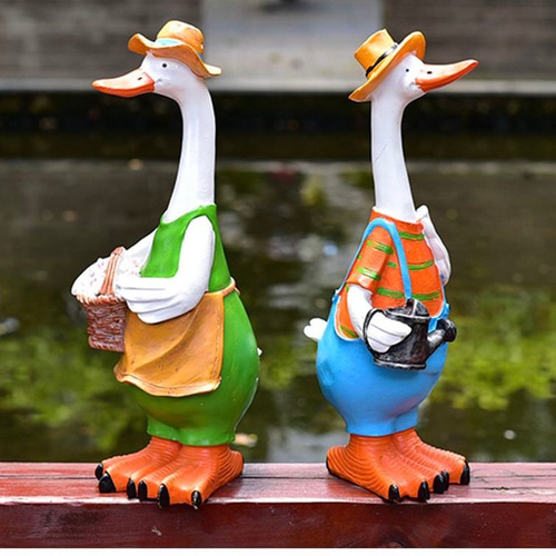 置物北欧 アヒル ダック 2点セット 樹脂 ガーデニング 飾り物 庭