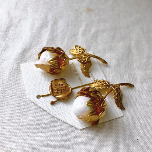 ✽ 雪アザミ ✽.｡.:* ヴィンテージ イヤリング【ピアスに変更可