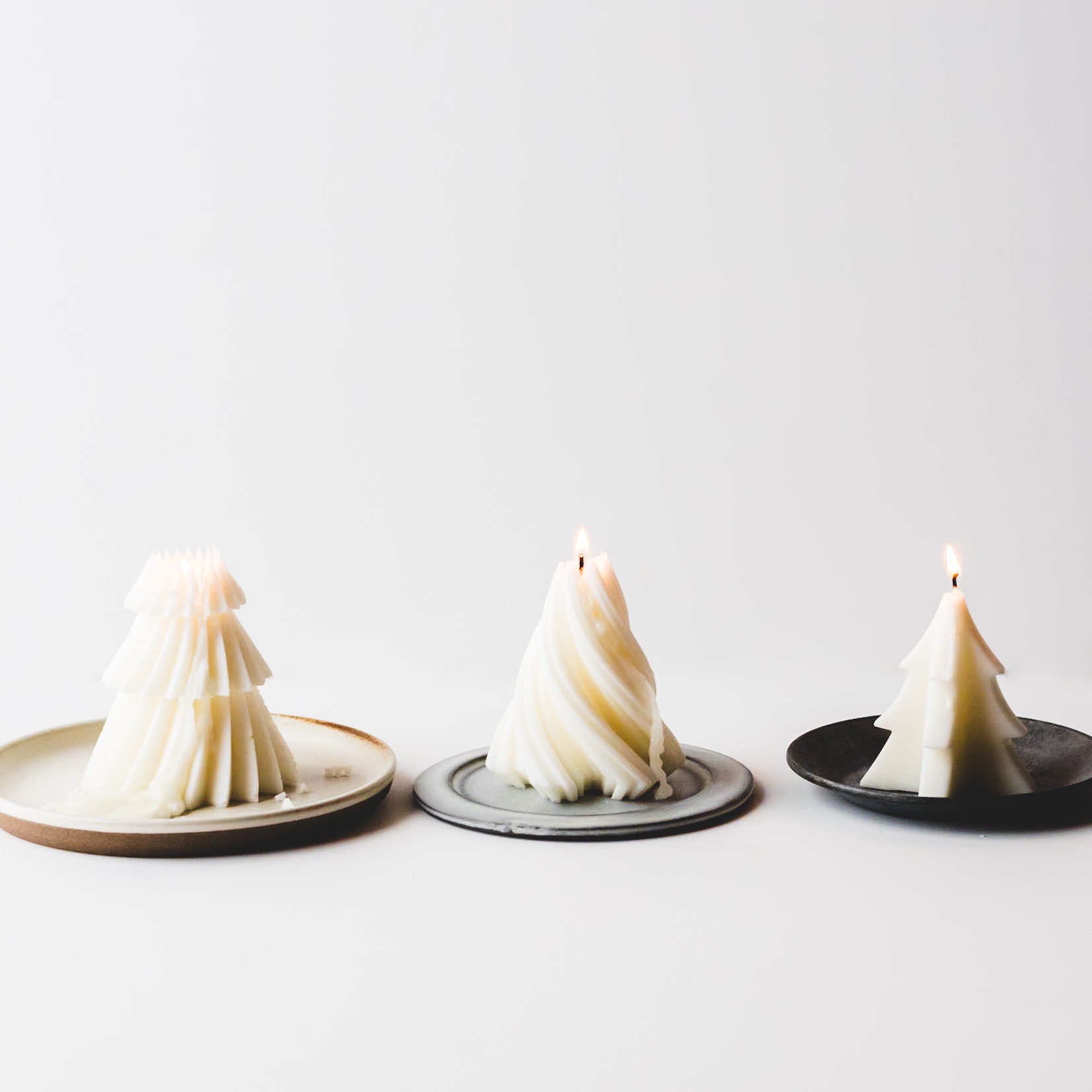 スパイラル キャンドル 2個セット / ソイワックス100%使用 クリスマス　ツリーキャンドル