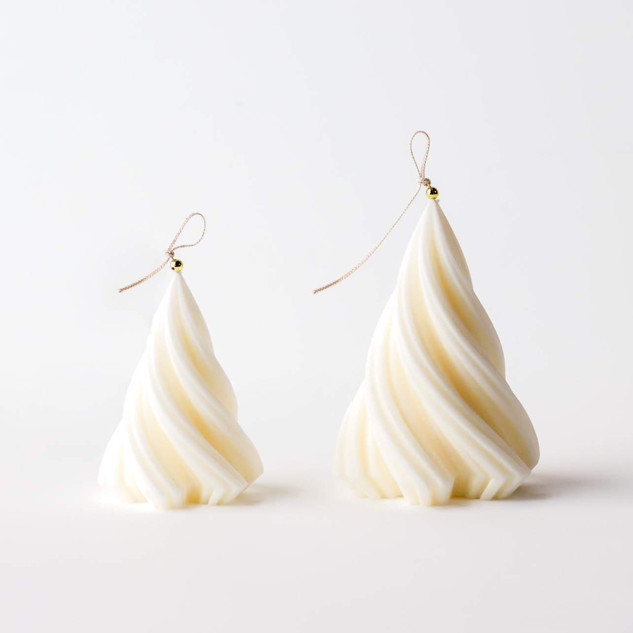 スパイラル キャンドル 2個セット / ソイワックス100%使用 クリスマス　ツリーキャンドル