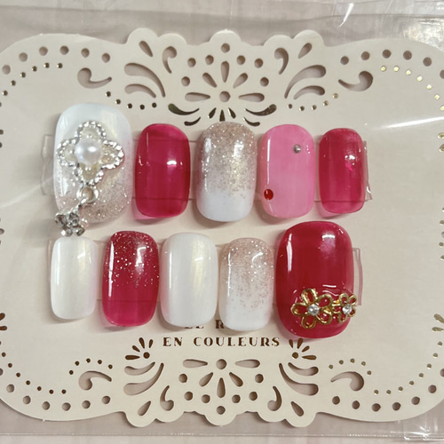 ジェルネイルチップ つけ爪 クリスマスネイル 冬ネイル キラキラ ラメ