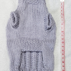 〈お年玉セール〉下記より2割引❤️犬用　手編み　ライトグレーのアラン模様編みセーター 3枚目の画像