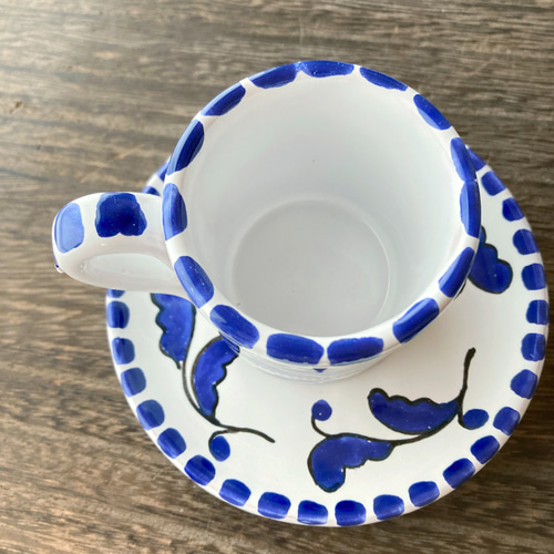 エスプレッソカップ＆ソーサー マヨリカ焼き イタリア陶器