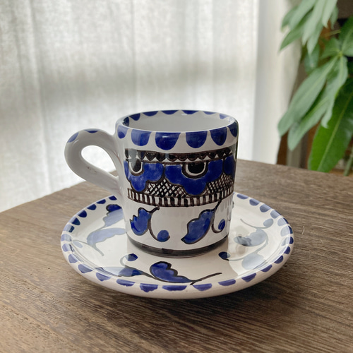 エスプレッソカップ＆ソーサー マヨリカ焼き イタリア陶器 デミタス