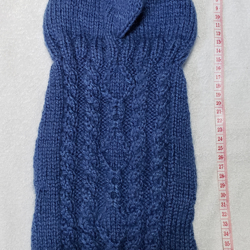 お年玉セール〉下記より2割引❤️犬用 手編み 青色模様編みフード付き