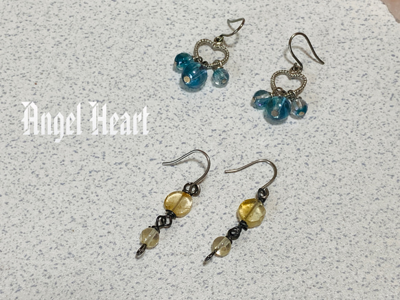 ～Angel　Heart～アクアオーラ、シトリンなど　2点セット　天然石　ピアス　半額以下 2枚目の画像