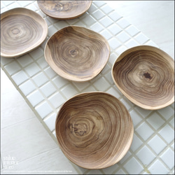 チーク無垢材 プリミティブプレートS 木製食器 木の皿 小皿 取り皿 おつまみ入れ 木のお皿 小鉢 小物入れ ナチュラル 5枚目の画像