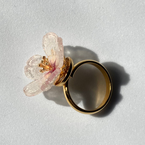 指輪（フラワーリング）: 桜（さくら）ープラバン花アクセサリー