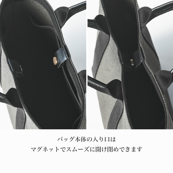 使用了輕量結實的棉麻帆布的托特包 S size 【卡其 / khaki】 第16張的照片