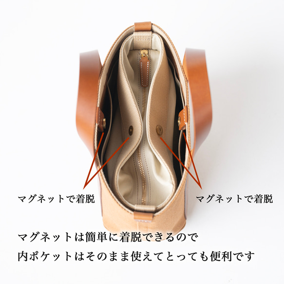 使用了輕量結實的棉麻帆布的托特包 S size 【卡其 / khaki】 第8張的照片