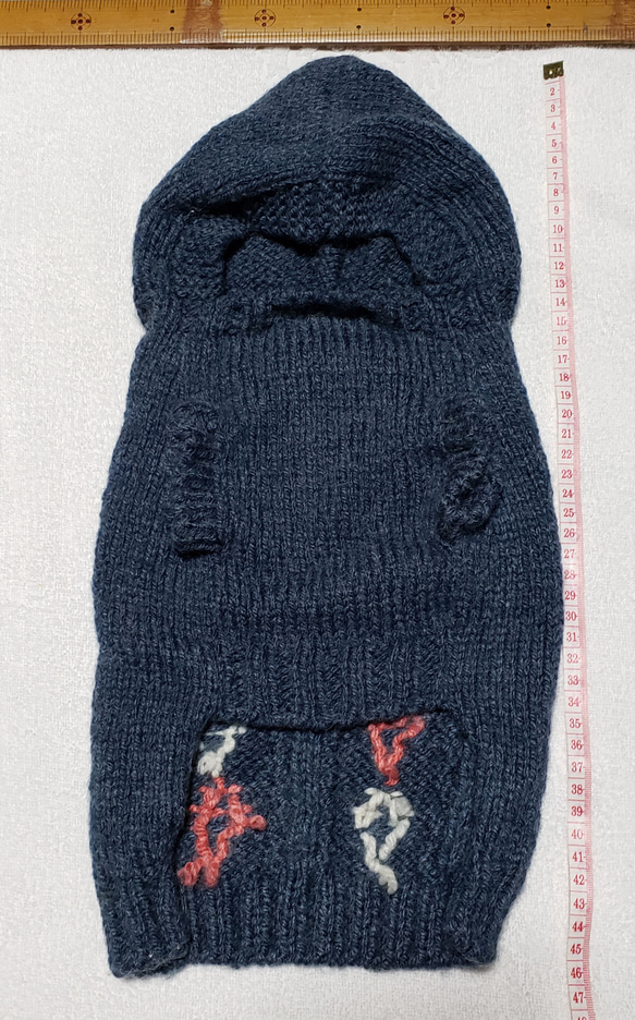 〈お年玉セール〉下記より2割引❤️犬用　手編み　グレー編み込みひし形ピンク白模様編みセーター 3枚目の画像