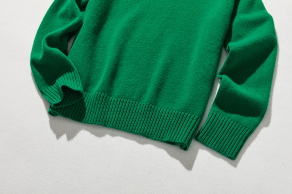 ★即納★毎日だって着たくなる メリノウールを100％使用セーター　プルオーバー　グリーン　231102-4 4枚目の画像