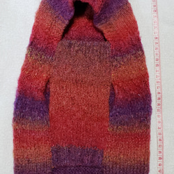 〈お年玉セール〉下記より2割引❤️犬用手編み　赤ピンク紫系柄編みポンポン付きセーター 3枚目の画像