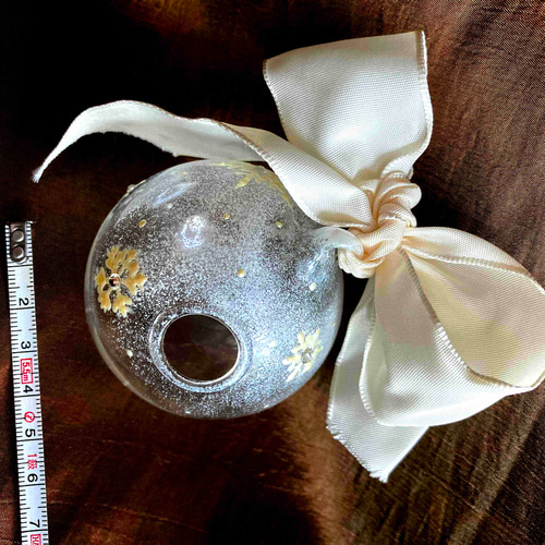 1点もの手描☆2点で送料無料☆ガラス クリスマス オーナメント